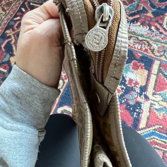 Vintage Toiletry Travel Zucchino Zucca Monogram Brown Canvas Leather Clutch - Picture 7 of 9